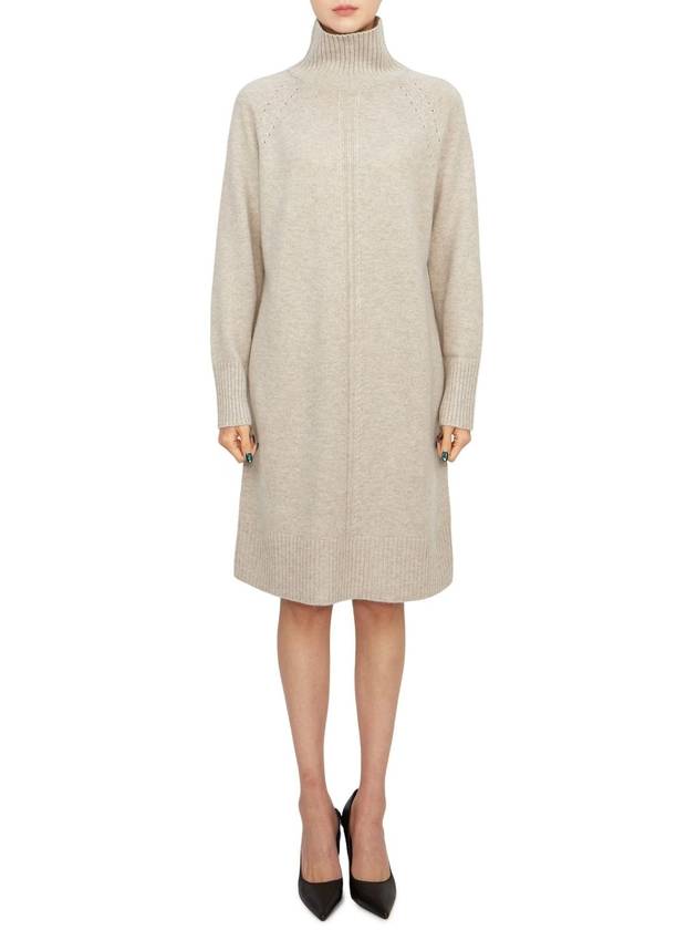 Zerbino Turtleneck Collar Short Dress Beige - MAX MARA - BALAAN 2