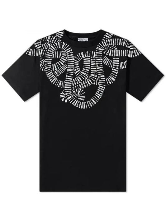 Snake Logo Print Regular Cotton Short Sleeve T-Shirt Black - MARCELO BURLON - BALAAN 1