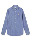 Fox Head Stripe Long Sleeve Shirt Blue - MAISON KITSUNE - BALAAN 2