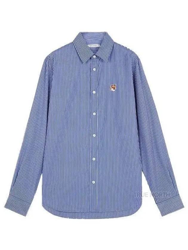 Fox Head Stripe Long Sleeve Shirt Blue - MAISON KITSUNE - BALAAN 2