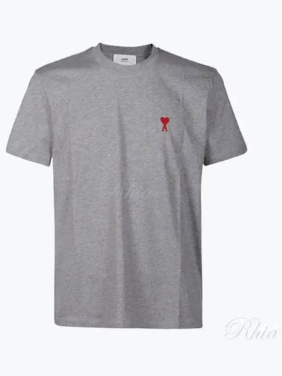 Small Heart Logo Short Sleeve T-Shirt Heather Grey - AMI - BALAAN 2