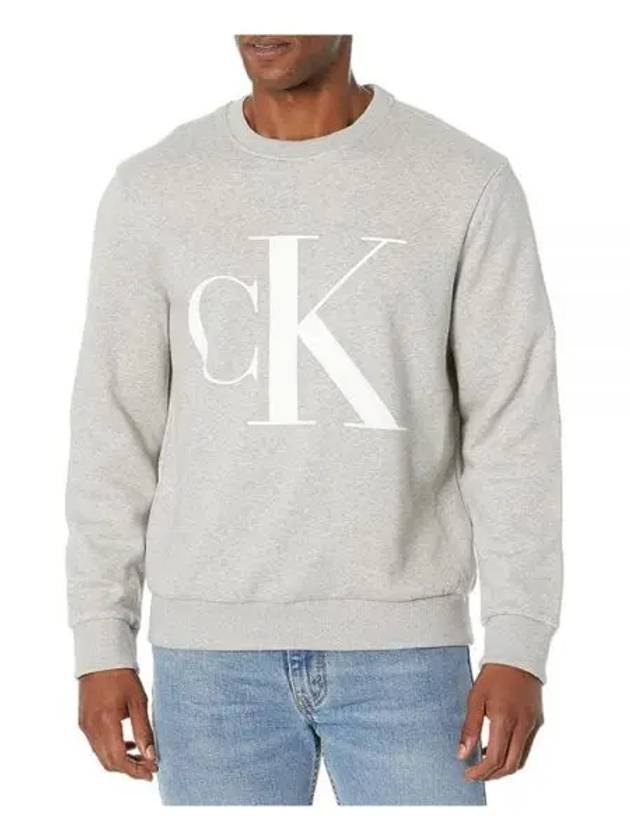 Monogram Crewneck Fleece Sweatshirt Grey - CALVIN KLEIN - BALAAN 1