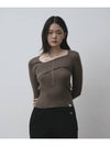 Diagonal neckline slim ribbed knit Charcoal gray - THE GREEN LAB - BALAAN 6