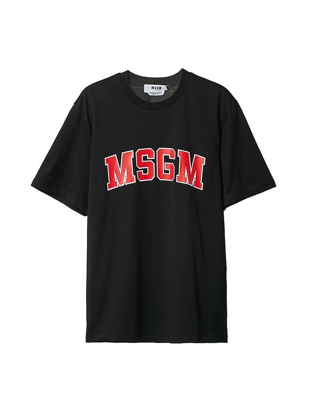 Logo Crew Neck Cotton Short Sleeve T-Shirt Black - MSGM - BALAAN 1