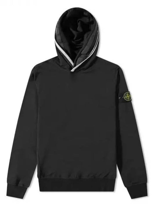 Garment Dyed Cotton Stretch Fleece Hoodie Black - STONE ISLAND - BALAAN 2