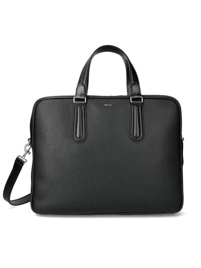 Spin Grain Leather Briefcase Black - BALLY - BALAAN 2