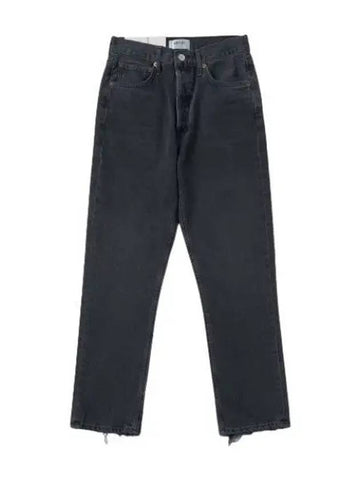 A Goldie Riley high rise straight crop denim pants black jeans - AGOLDE - BALAAN 1
