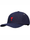 ADC Heart Logo Embro Denim Baseball Cap Hat Indigo - AMI - BALAAN 1