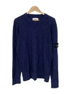 Wappen Crew Neck Wool Blend Long Sleeve T-Shirt Navy - STONE ISLAND - BALAAN 1