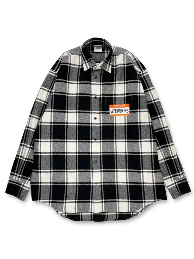 Name Tag Check Long Sleeve Shirt White - VETEMENTS - BALAAN 1