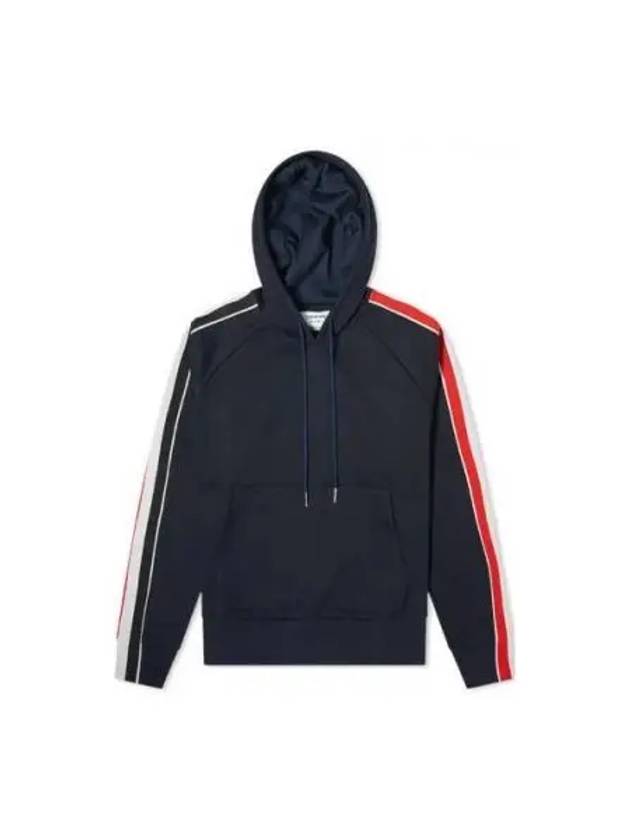 Three Stripe Cotton Hoodie Navy - THOM BROWNE - BALAAN 2