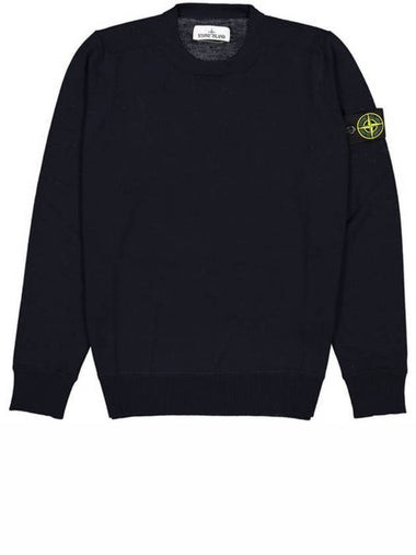 Light Wool Crewneck Knit Top Dark Navy - STONE ISLAND - BALAAN 1