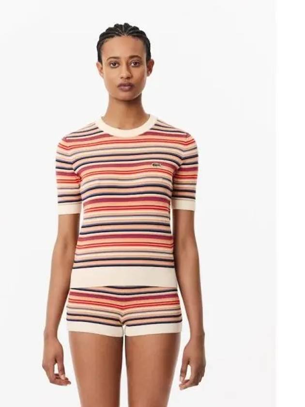 Women s Summer Striped Short Sleeve Sweater AF6991 54G IRM Domestic Product GQ2N24041510452 - LACOSTE - BALAAN 1