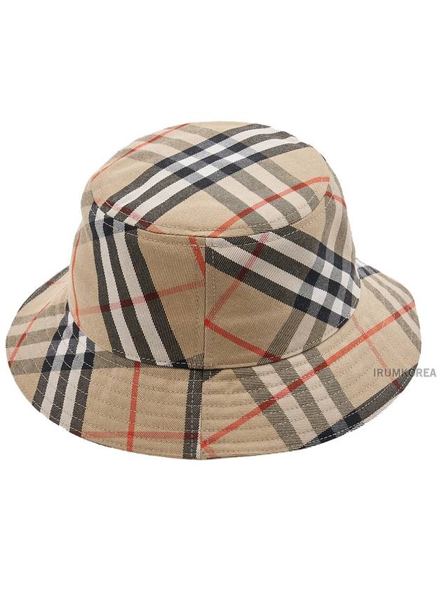 Check Cotton Blend Bucket Hat Beige - BURBERRY - BALAAN 4