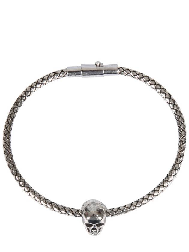 Skull Head Metal Cord Bracelet Silver - ALEXANDER MCQUEEN - BALAAN 4