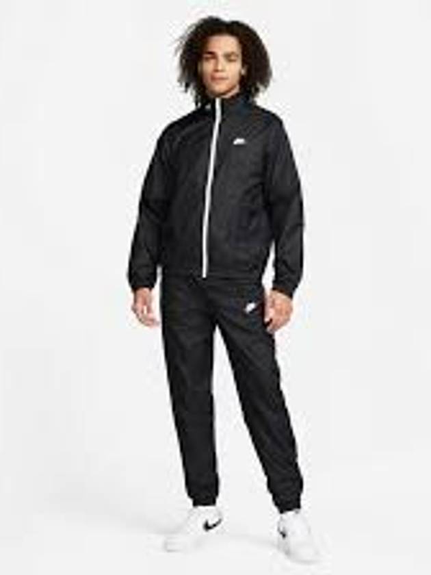 Club Lined Woven Tracksuit Black - NIKE - BALAAN 7