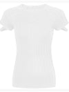 Ribbed Cut Out Cotton Short Sleeve T-shirt White - HELMUT LANG - BALAAN 2