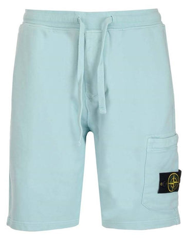 Men's Wappen Patch Bermuda Shorts Blue - STONE ISLAND - BALAAN.