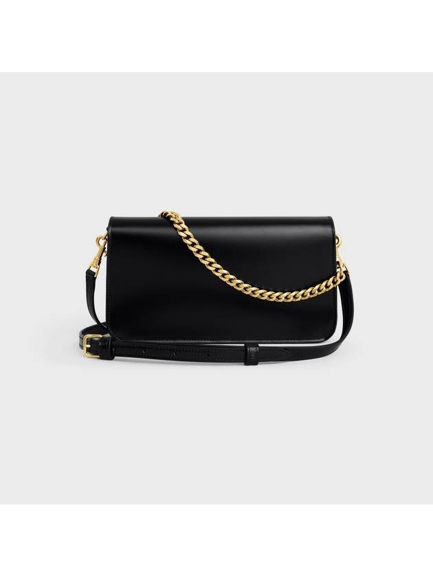 Logo Shiny Calfskin Shoulder Bag Black - CELINE - BALAAN 3