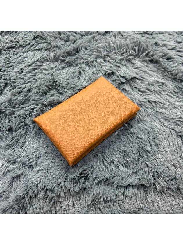 Calvi Epsom Palladium Hardware Card Wallet Gold - HERMES - BALAAN 5