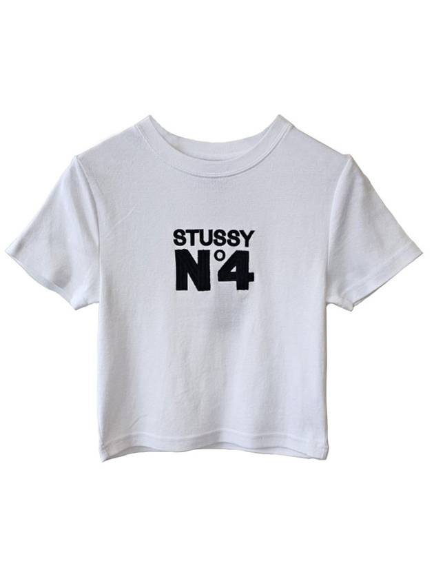 NO4 Rib Short Sleeve T-Shirt White - STUSSY - BALAAN 1