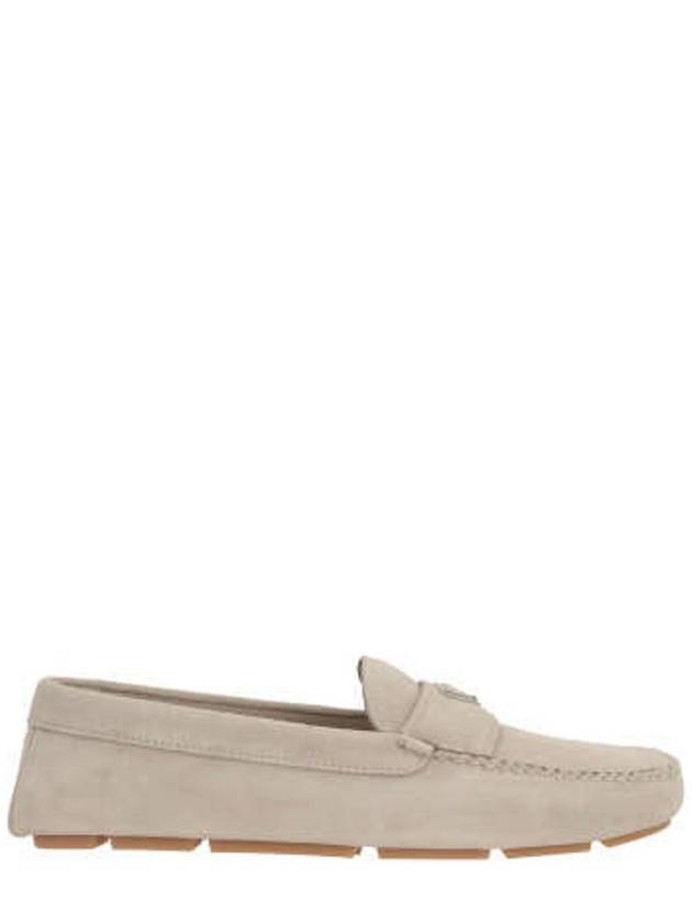 Triangle Logo Suede Driving Shoes Beige - PRADA - BALAAN 2