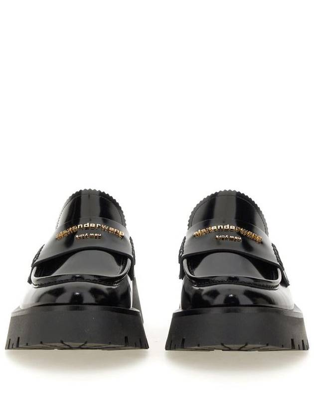 Carter Rug Gold Logo Leather Loafers Black - ALEXANDER WANG - BALAAN 6