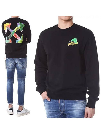 Men's Brush Arrow Slim Crew Neck Sweatshirt Black - OFF WHITE - BALAAN 2