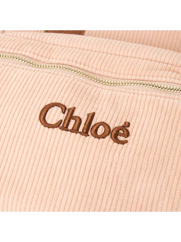 Kids Embroidered Logo Corduroy Backpack Pink - CHLOE - BALAAN 7