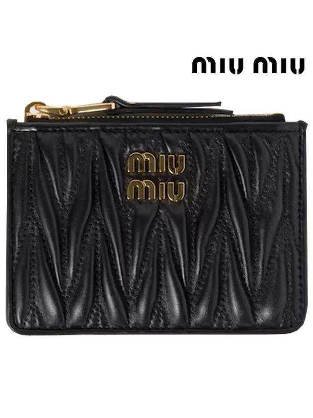 Matelasse Nappa Leather Card Wallet Black - MIU MIU - BALAAN 3