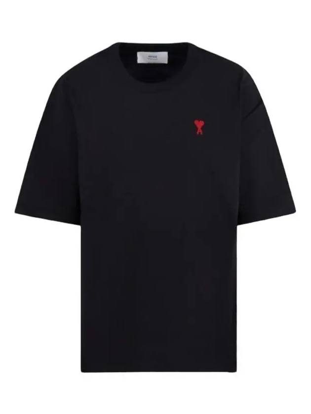 Small Heart Logo Boxy Fit Short Sleeve T-Shirt Black - AMI - BALAAN 3