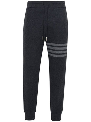 Men's Diagonal Stripe Waffle Track Pants Dark Grey - THOM BROWNE - BALAAN 1