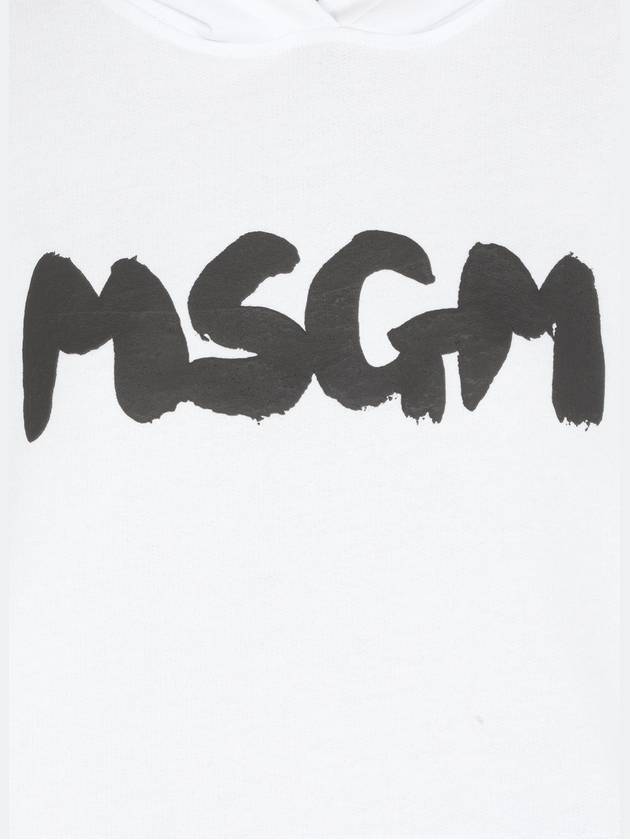 Brushed Logo Print Hoodie White - MSGM - BALAAN 6