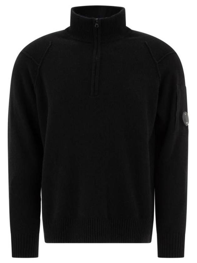 Lambswool GRS Half Zipped Knit Top Black - CP COMPANY - BALAAN 2