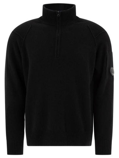 Lambswool GRS Half Zipped Knit Top Black - CP COMPANY - BALAAN 2