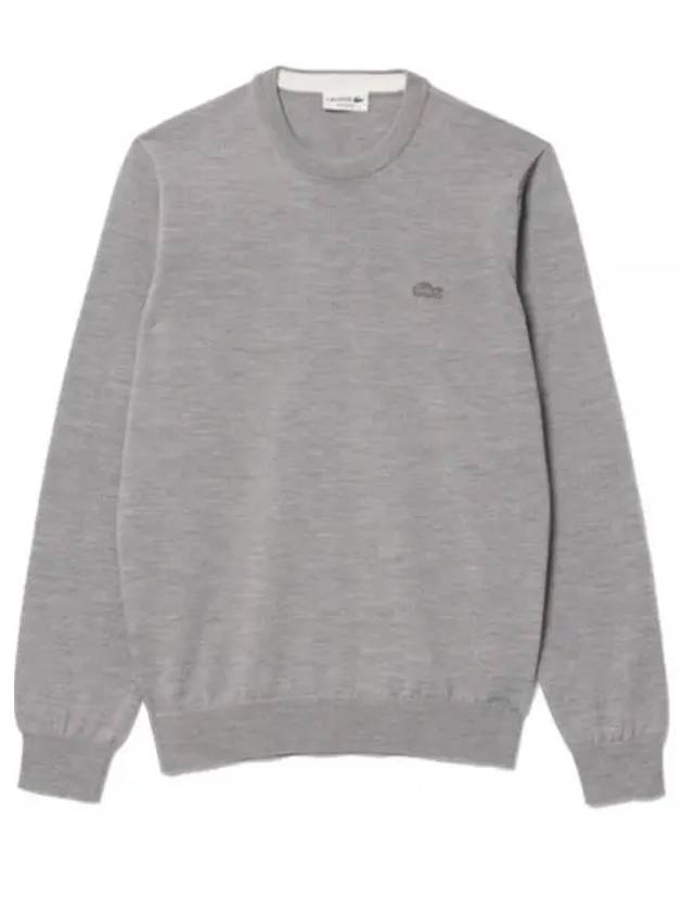 Merino Wool Crew Neck Knit Top Grey - LACOSTE - BALAAN 2