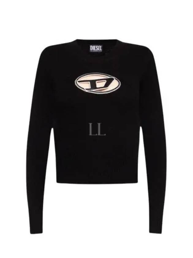 M-Areesa Jumper Embroidered Cut-Out Logo Knit Top Black - DIESEL - BALAAN 2