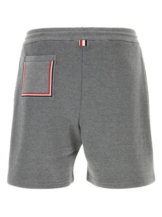 Men's Textured Cotton Shorts Grey - THOM BROWNE - BALAAN 1