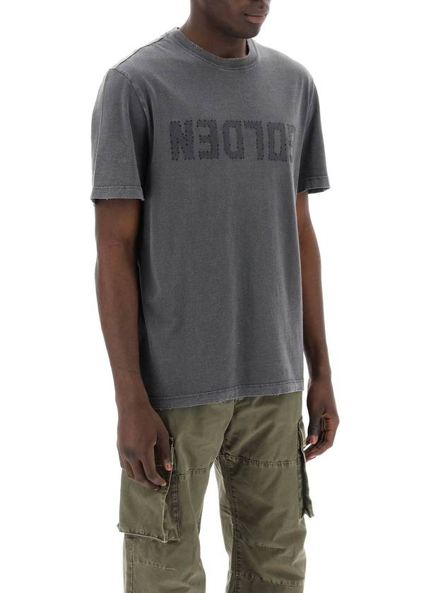 Golden Lettering Cotton Short Sleeve T-Shirt Grey - GOLDEN GOOSE - BALAAN 3