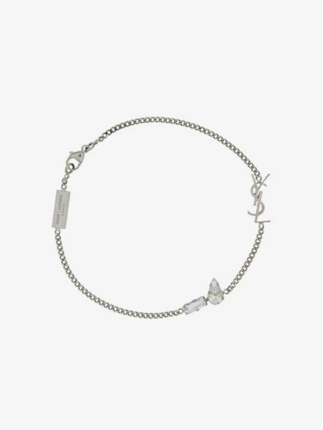 Opyum Charm Bracelet In Metal And Rhinestone Oxidized Silver - SAINT LAURENT - BALAAN 2