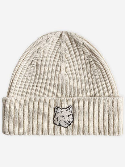 Wool Fox Head Beanie Light Beige - MAISON KITSUNE - BALAAN 2