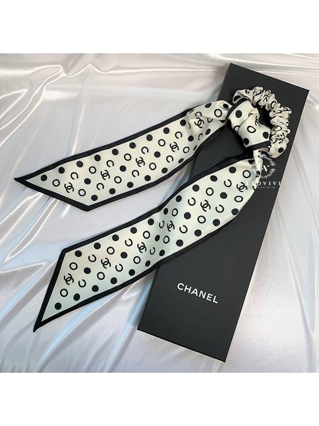 Hair Accessory Silk Twill Ivory Black - CHANEL - BALAAN 2