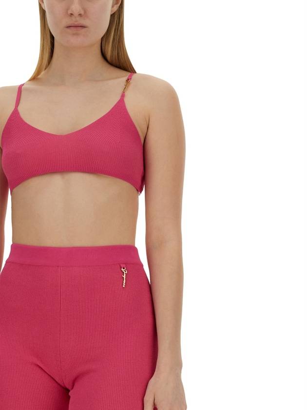 Le Bandeau Pralu Logo Knit Bra Pink - JACQUEMUS - BALAAN 5