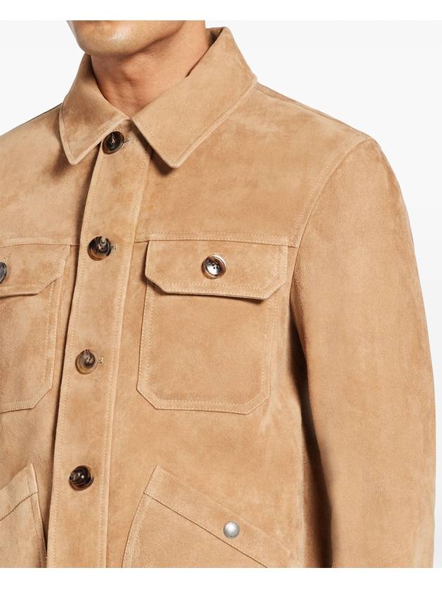 Tom Ford Light Brushed Suede Field Jacket Sand LJM008 LMS014F24 - TOM FORD - BALAAN 3