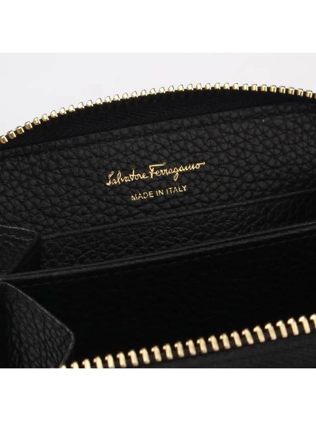 Women's Gancini Logo Zipper Card Wallet Black - SALVATORE FERRAGAMO - BALAAN 4