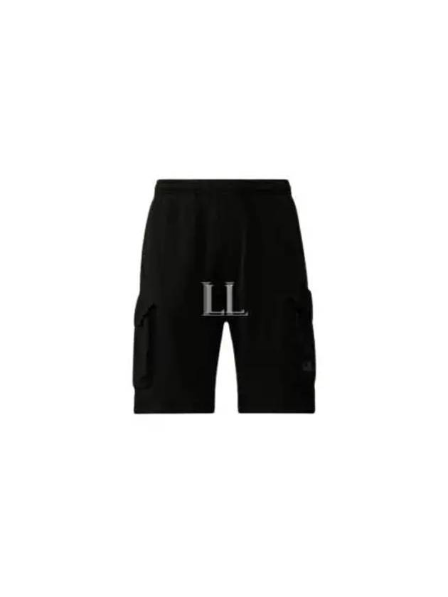 Cotton Fleece Mixed Cargo Shorts Black - CP COMPANY - BALAAN 2