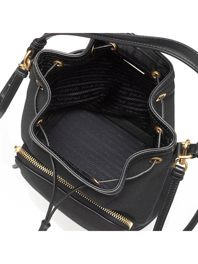 logo jacquard double bucket bag black - PRADA - BALAAN.