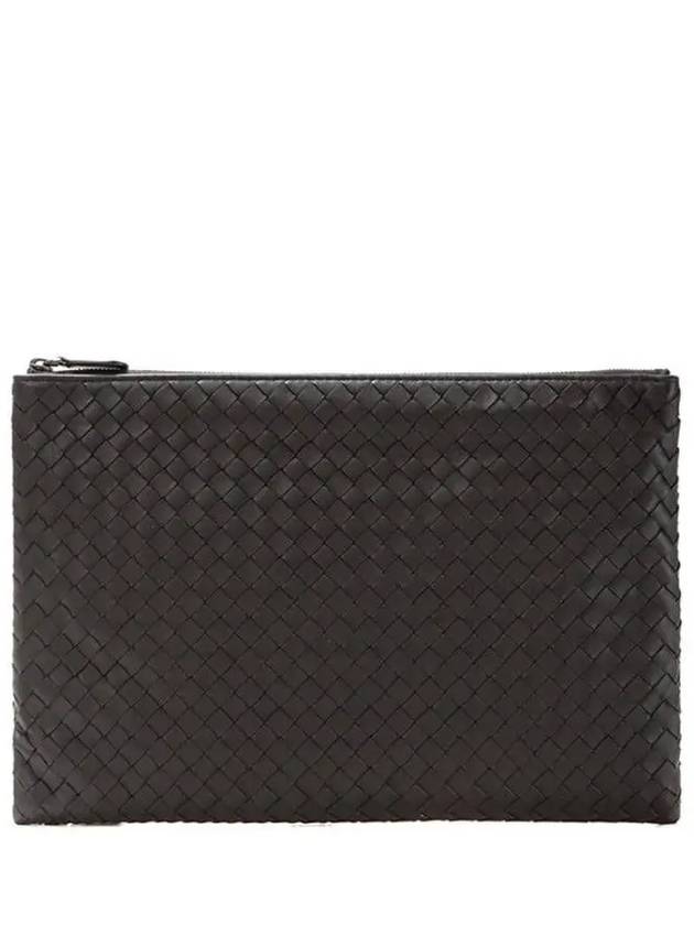 Intrecciato Document Leather Clutch Bag Dark Brown - BOTTEGA VENETA - BALAAN 2