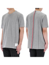 Men's Center Back Striped Short Sleeve T-Shirt Light Grey - THOM BROWNE - BALAAN 2