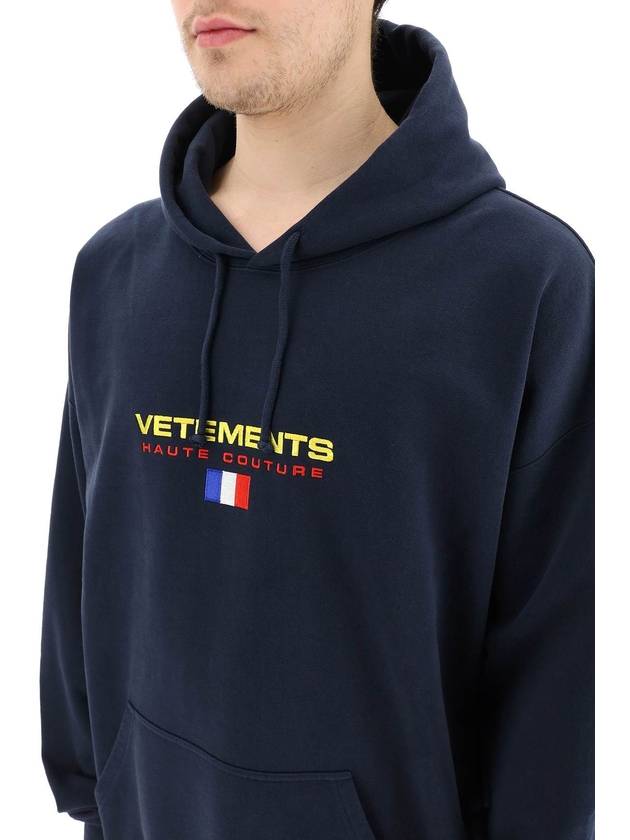 Haute Couture Logo Embroidered Hoodie Navy - VETEMENTS - BALAAN 6